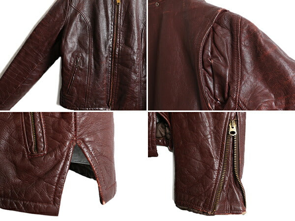 70s USA製 ★ フィデリティ 本革 レザー シングル ライダース ジャケット レディース M 程/ 70年代 FIDELITY ヴィンテージ フルジップ 中綿