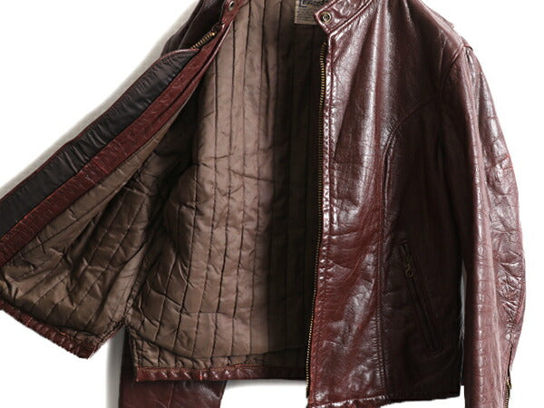 70s USA製 ★ フィデリティ 本革 レザー シングル ライダース ジャケット レディース M 程/ 70年代 FIDELITY ヴィンテージ フルジップ 中綿