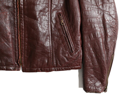 70s USA製 ★ フィデリティ 本革 レザー シングル ライダース ジャケット レディース M 程/ 70年代 FIDELITY ヴィンテージ フルジップ 中綿