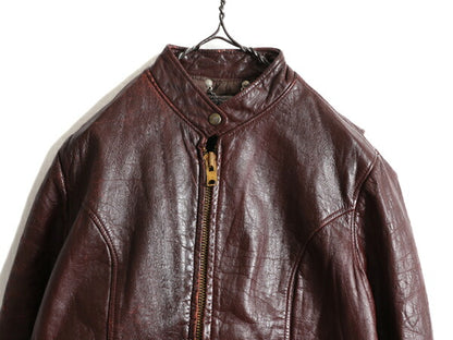 70s USA製 ★ フィデリティ 本革 レザー シングル ライダース ジャケット レディース M 程/ 70年代 FIDELITY ヴィンテージ フルジップ 中綿
