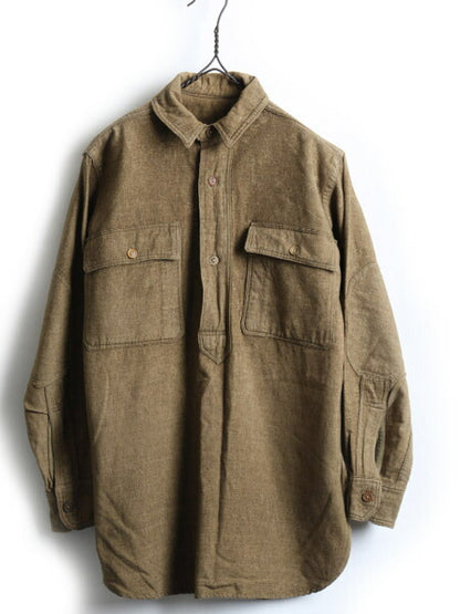 30's U.S.ARMY プルオーバー マチ付き ウール 長袖 シャツ (M 程)