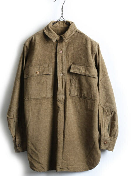 30's U.S.ARMY プルオーバー マチ付き ウール 長袖 シャツ (M 程)