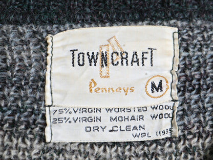 60s TOWNCRAFT タウンクラフト アーガイル 総柄 フルジップ モヘア ニット カーディガン (M)