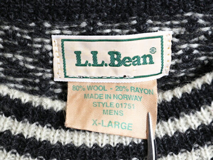 80s ノルウェー製 ★ エルエルビーン バーズアイ ニット セーター メンズ XL / ヴィンテージ LLBEAN ウール ノルディック 総柄 モノトーン