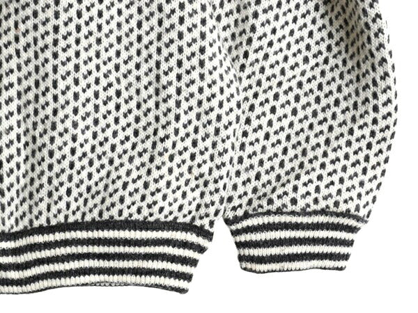 80s ノルウェー製 ★ エルエルビーン バーズアイ ニット セーター メンズ XL / ヴィンテージ LLBEAN ウール ノルディック 総柄 モノトーン