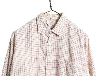 60s ★ タッタソール チェック 長袖 シャツ メンズ M 程 ヴィンテージ 長袖シャツ ポケット付き ウール 混 ヴィエラ 素材 スコットランド製