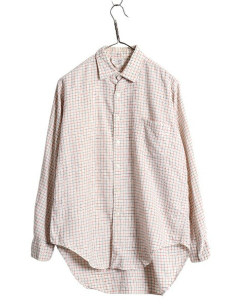 60s ★ タッタソール チェック 長袖 シャツ メンズ M 程 ヴィンテージ 長袖シャツ ポケット付き ウール 混 ヴィエラ 素材 スコットランド製