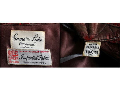 50s ★ チェック ループ留め オープンカラー 長袖 ウール シャツ メンズ M 50年代 ヴィンテージ 開襟 ボックス シルエット イギリス製 素材