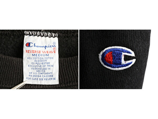 90s ★ チャンピオン 2段 カレッジ 刺繍 リバースウィーブ スウェット メンズ M / 90年代 オールド Champion 裏起毛 ブラック スエット 黒