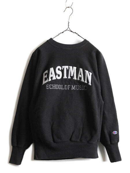 90s ★ チャンピオン 2段 カレッジ 刺繍 リバースウィーブ スウェット メンズ M / 90年代 オールド Champion 裏起毛 ブラック スエット 黒