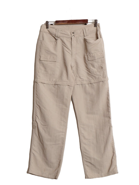 US企画 ノースフェイス 3WAY ナイロン カーゴ コンバーチブル パンツ 8 レディース M 程 ショートパンツ ロングパンツ クロップド ベージュ