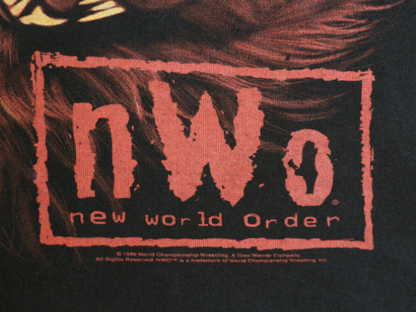 90s USA製 NWO オフィシャル ウルフ イラスト プリント Tシャツ メンズ XL 古着 オールド 当時物 プロレス リキッドブルー 黒 大きいサイズ