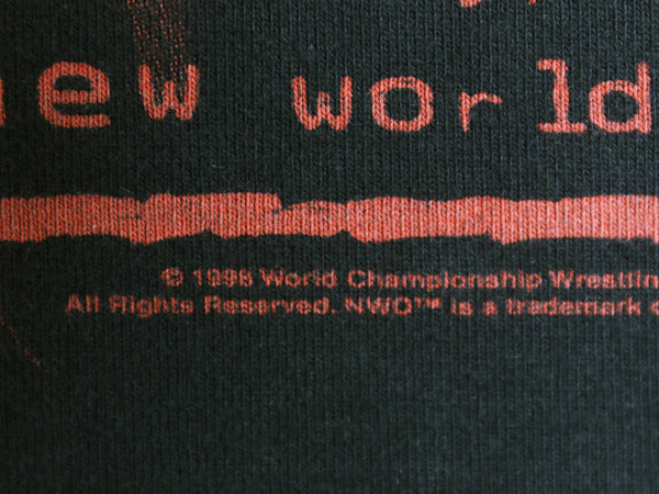 90s USA製 NWO オフィシャル ウルフ イラスト プリント Tシャツ メンズ XL 古着 オールド 当時物 プロレス リキッドブルー 黒 大きいサイズ