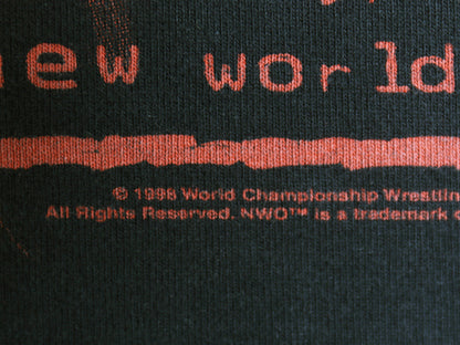 90s USA製 NWO オフィシャル ウルフ イラスト プリント Tシャツ メンズ XL 古着 オールド 当時物 プロレス リキッドブルー 黒 大きいサイズ