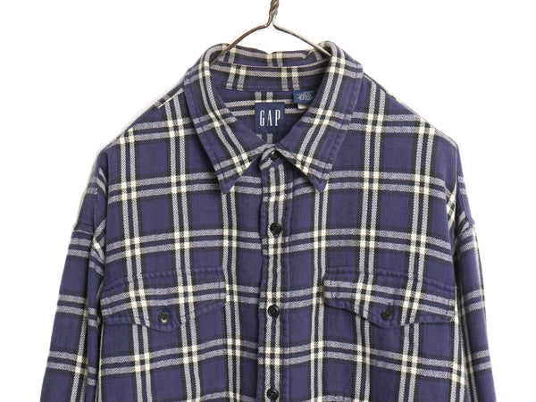 00s オールド ギャップ チェック 長袖 ヘビー フランネル シャツ メンズ XL 旧タグ ネルシャツ 長袖シャツ マルチカラー 大きいサイズ ネル
