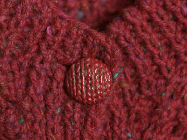 80s アイルランド製 フィッシャーマン ニットカーディガン レディース XL ヴィンテージ ウール セーター ケーブル ローゲージ ハンドメイド