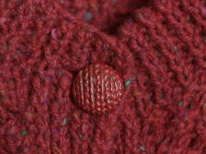 80s アイルランド製 フィッシャーマン ニットカーディガン レディース XL ヴィンテージ ウール セーター ケーブル ローゲージ ハンドメイド