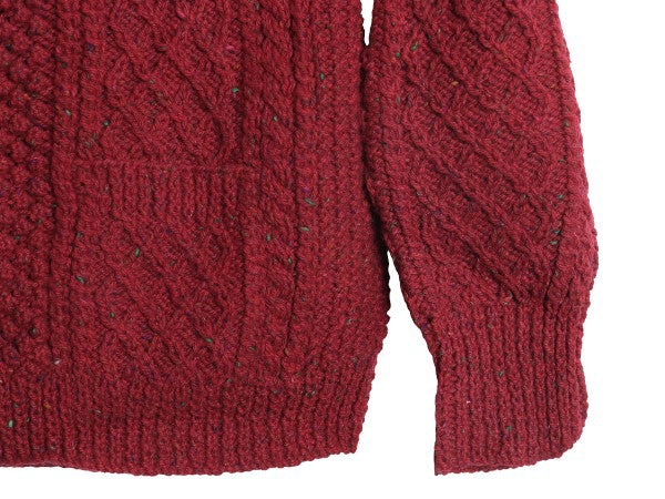 80s アイルランド製 フィッシャーマン ニットカーディガン レディース XL ヴィンテージ ウール セーター ケーブル ローゲージ ハンドメイド