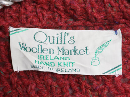 80s アイルランド製 フィッシャーマン ニットカーディガン レディース XL ヴィンテージ ウール セーター ケーブル ローゲージ ハンドメイド