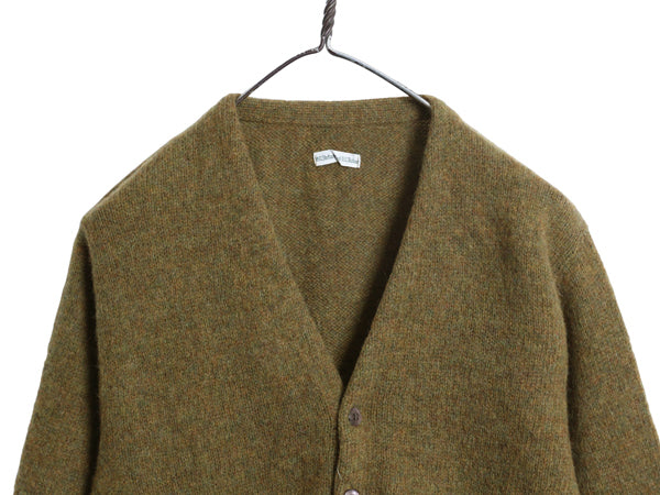 60s 70s ★ モヘア ニット カーディガン メンズ S / 古着 ヴィンテージ ウール セーター 毛足 毛長 シャギー 前開き グランジ 無地