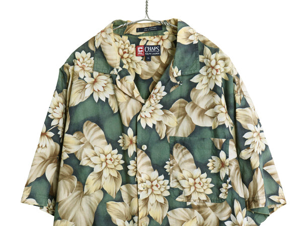 90s チャップス ラルフローレン オープンカラー 半袖 アロハシャツ メンズ XL オールド ループ留め 開襟 ハワイアン ボックス 大きいサイズ
