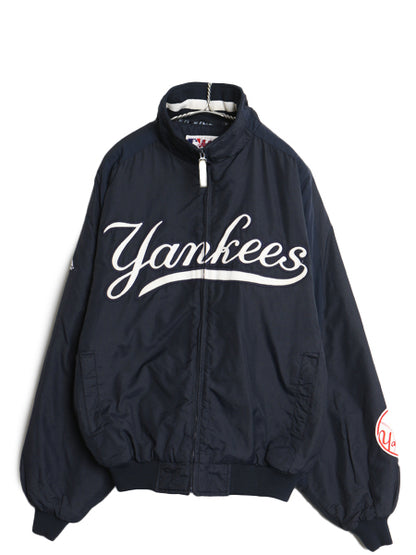 ヤンキース 中綿 ナイロン ジャケット メンズ M / MLB オフィシャル マジェスティック トラック スタジャン フリース ライナー 大リーグ 紺