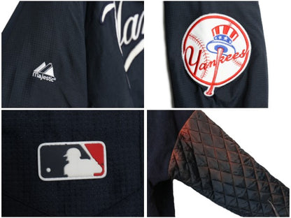ヤンキース 中綿 ナイロン ジャケット メンズ M / MLB オフィシャル マジェスティック トラック スタジャン フリース ライナー 大リーグ 紺