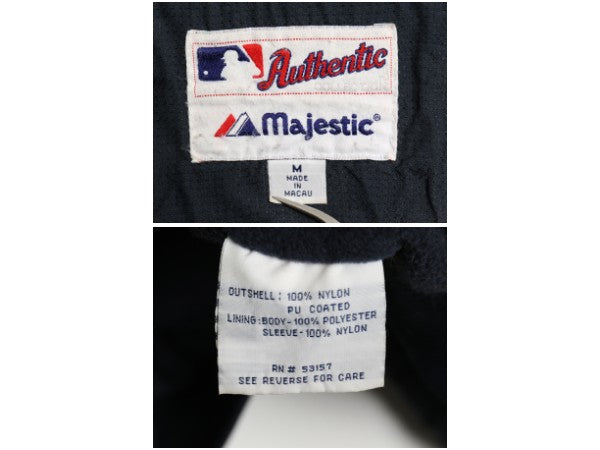 ヤンキース 中綿 ナイロン ジャケット メンズ M / MLB オフィシャル マジェスティック トラック スタジャン フリース ライナー 大リーグ 紺