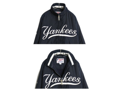 ヤンキース 中綿 ナイロン ジャケット メンズ M / MLB オフィシャル マジェスティック トラック スタジャン フリース ライナー 大リーグ 紺