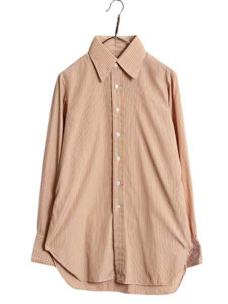 デッドストック 70s ビスポーク ★ ARTHUR GLUCK ストライプ 長袖 ドレス シャツ メンズ M 程/ 新品 70年代 ヴィンテージ USA製 コットン