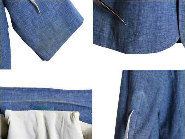 70s 80s USA製 ★ Abercrombie&Fitch シャンブレー テーラード ジャケット メンズ M 程 ヴィンテージ 黒タグ アバクロ コットン ベタシャン
