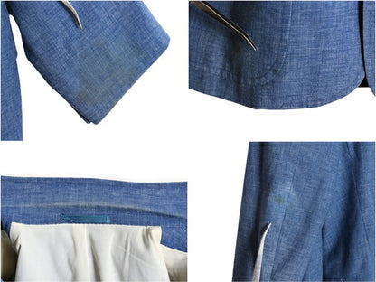 70s 80s USA製 ★ Abercrombie&Fitch シャンブレー テーラード ジャケット メンズ M 程 ヴィンテージ 黒タグ アバクロ コットン ベタシャン