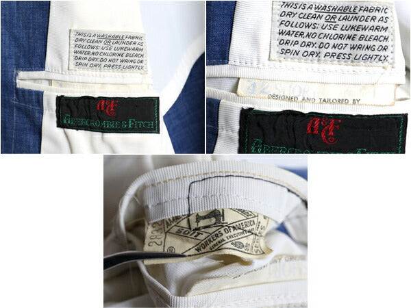 70s 80s USA製 ★ Abercrombie&Fitch シャンブレー テーラード ジャケット メンズ M 程 ヴィンテージ 黒タグ アバクロ コットン ベタシャン