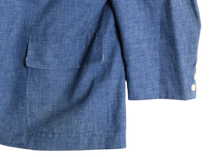 70s 80s USA製 ★ Abercrombie&Fitch シャンブレー テーラード ジャケット メンズ M 程 ヴィンテージ 黒タグ アバクロ コットン ベタシャン