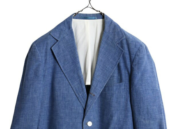 70s 80s USA製 ★ Abercrombie&Fitch シャンブレー テーラード ジャケット メンズ M 程 ヴィンテージ 黒タグ アバクロ コットン ベタシャン