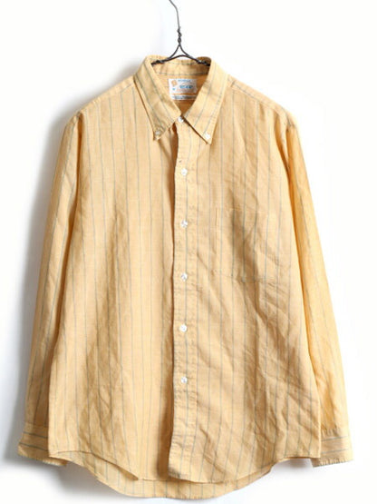 60's 70's BROOKDALE 3点留め ボタンダウン 長袖 ストライプ シャツ (M)