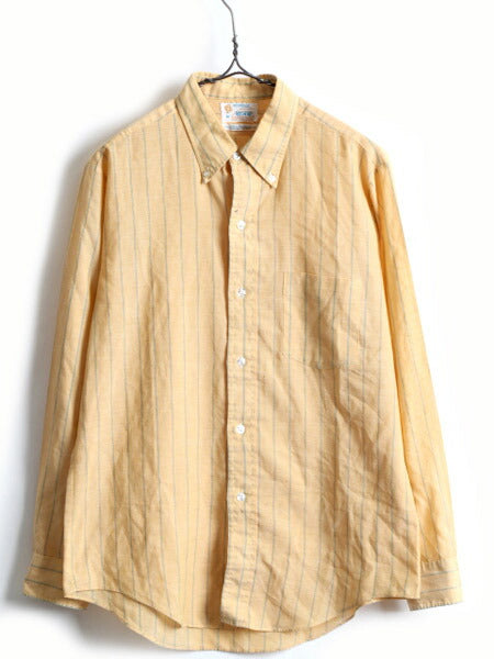 60's 70's BROOKDALE 3点留め ボタンダウン 長袖 ストライプ シャツ (M)