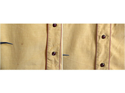 40s ★ MILLER マチ付き サテン 長袖 ウエスタン シャツ メンズ M 程/ 古着 40年代 ヴィンテージ 無地 ポケット付き ナイロン レーヨン 黄
