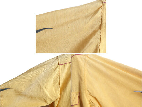 40s ★ MILLER マチ付き サテン 長袖 ウエスタン シャツ メンズ M 程/ 古着 40年代 ヴィンテージ 無地 ポケット付き ナイロン レーヨン 黄