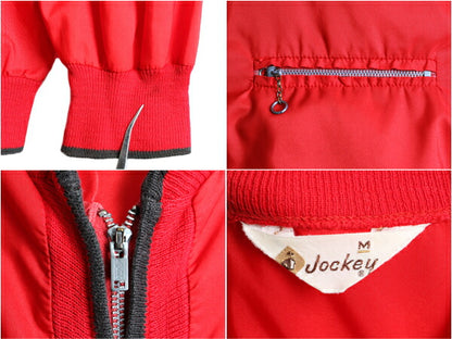 60s ★ Jockey フルジップ ナイロン ジャケット メンズ M / 古着 60年代 ヴィンテージ ジャンパー ブルゾン 無地 ポケット付き 2トーン 赤