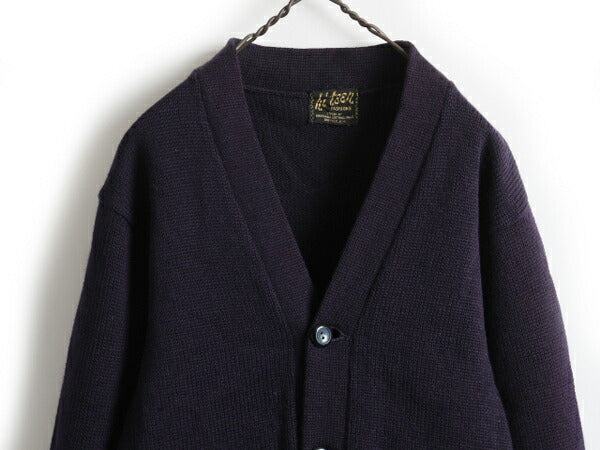 60's hi teen Letter Cardigan Navy (about S)
