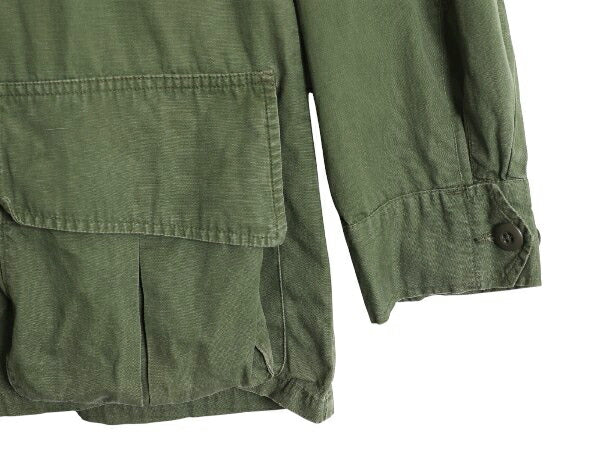 60s ★ 米軍実物 US ARMY 3rd 2nd 過渡期 ジャングルファティーグ ジャケット LARGE SHORT 程/ ヴィンテージ ミリタリー ノンリップ カーキ