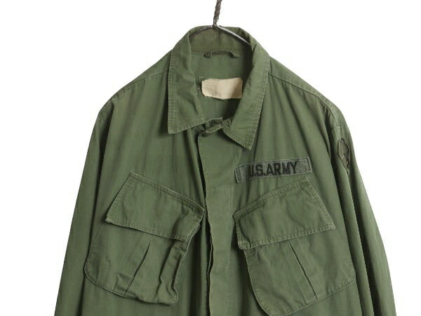 60s ★ 米軍実物 US ARMY 3rd 2nd 過渡期 ジャングルファティーグ ジャケット LARGE SHORT 程/ ヴィンテージ ミリタリー ノンリップ カーキ