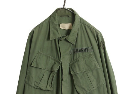60s ★ 米軍実物 US ARMY 3rd 2nd 過渡期 ジャングルファティーグ ジャケット LARGE SHORT 程/ ヴィンテージ ミリタリー ノンリップ カーキ
