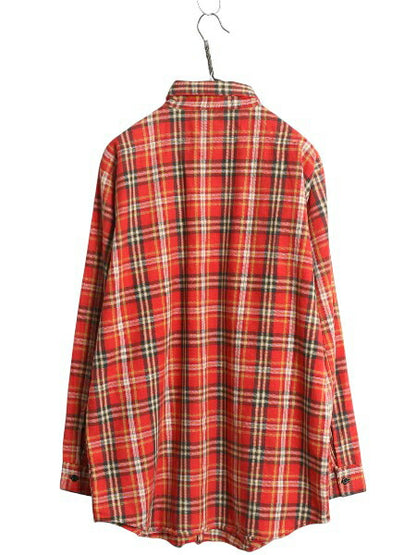 70s USA製 ★ SWEET ORR チェック ヘビー フランネル シャツ メンズ L 古着 ヴィンテージ ワーク ポケット付き 長袖シャツ ネルシャツ 赤系