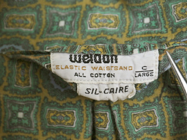 60s ★ Weldon 総柄 オープンカラー パジャマ シャツ メンズ L / 古着 ヴィンテージ コットン スリーピング 開襟 ボックス マルチカラー