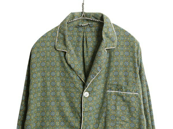 60s ★ Weldon 総柄 オープンカラー パジャマ シャツ メンズ L / 古着 ヴィンテージ コットン スリーピング 開襟 ボックス マルチカラー