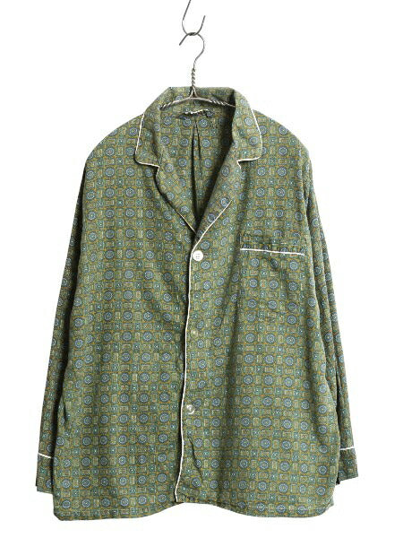 60s ★ Weldon 総柄 オープンカラー パジャマ シャツ メンズ L / 古着 ヴィンテージ コットン スリーピング 開襟 ボックス マルチカラー