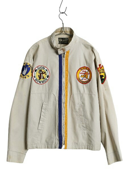 60s USA製 ★ EMPIRE コットン スイングトップ ジャケット メンズ L 程/ ヴィンテージ レーシング フルジップ ブルゾン 多 ワッペン パッチ
