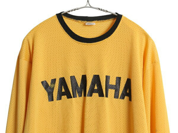 70s USA製 ★ 3Dエンブレム ヤマハ ロゴ プリント モトクロス ジャージ メンズ L / ヴィンテージ 長袖 Tシャツ ロンT バイク レーシング 黄